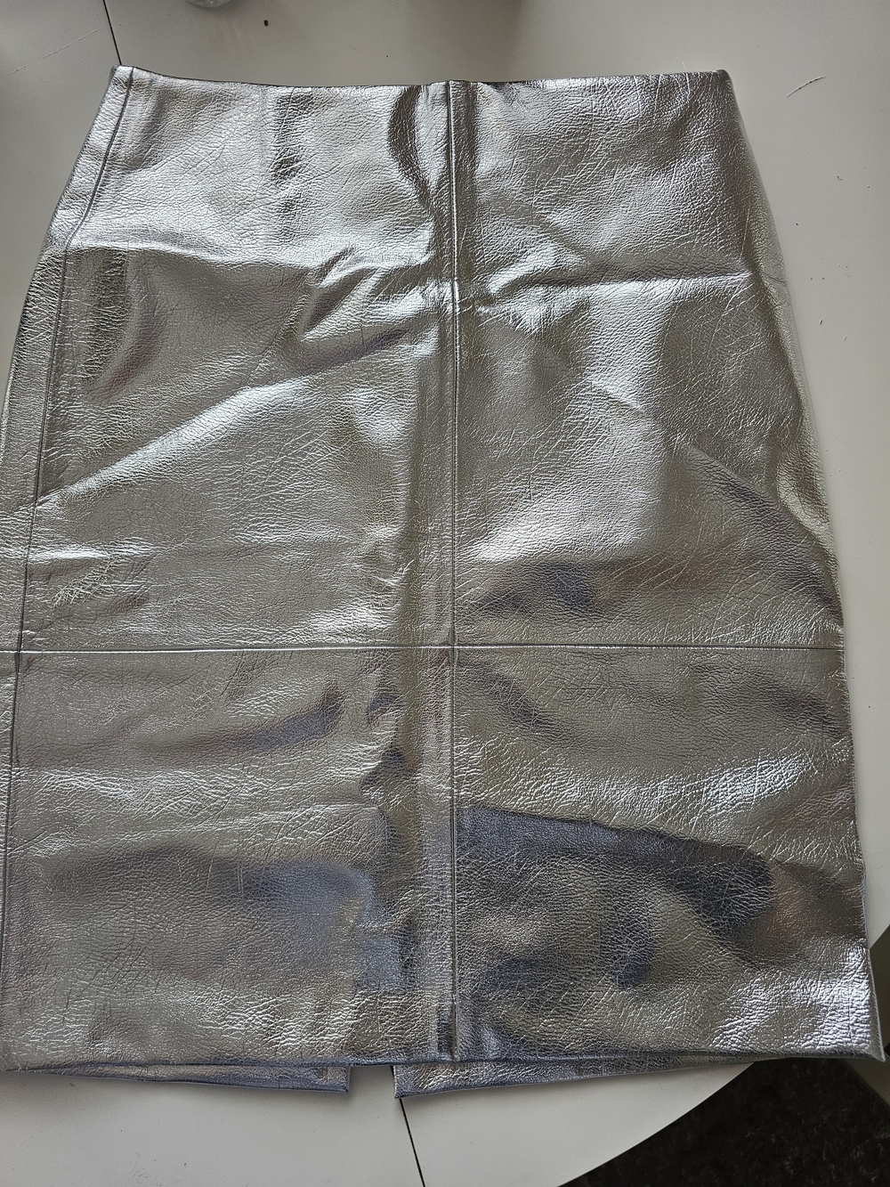 H&M Silver Metallic Faux Leather Mini Skirt - Women